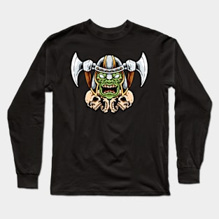 Zombie Warrior And Skulls Long Sleeve T-Shirt